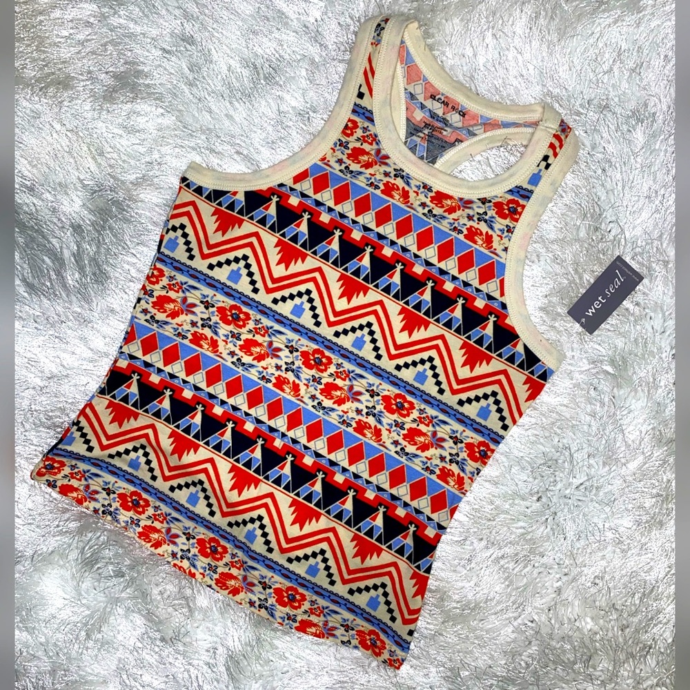 Wet Seal Stripe Aztec Racer Back Tank Top